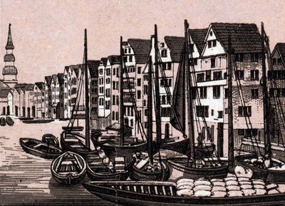 Hamburg (Hamburg), Tyskland: utsikt över Wandrahmfleet. i "" Världen illustrerar 168 vyer"" Odaterat (slutet av 1800-talet) av Unknown artist