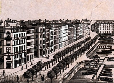 Hamburg, Tyskland: utsikt över den gamla Jungfernstieg (gamla Jungfernstieg i Hamburg). i "" Världen illustrerar 168 vyer"" Odaterat (slutet av 1800-talet) av Unknown artist