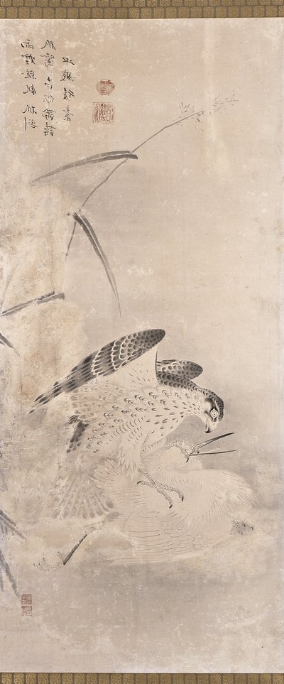 Hawks And Prey (bläck på papper) av Unknown artist