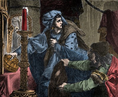 Helene Kottanner (Kottanerin, Kottannerin) (1439-1440) stjäl S:t Stefans kungliga krona (heliga ungerska kronan) 1440 (Stephen I av Ungern) ( av Unknown artist