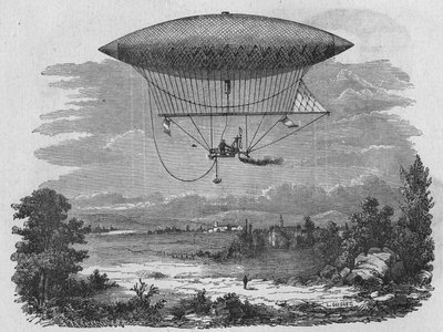 Henry Giffard testar en 44 meter lång ångaerostat. I "Album of Science", Editions Jouvet av Unknown artist