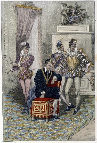 Henrik III (1551 - 1589) och hans sötnosar. av Unknown artist