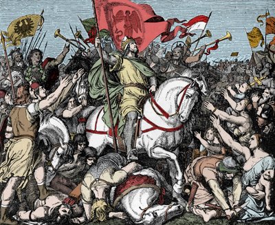 Henrik Fowler utropad till kung av Östfrankien - Henrik I av Germanien (eller av Sachsen, känd som Henrik den Oiseleur, 876-936) utropade till kung av Västfrankien 919 av Unknown artist