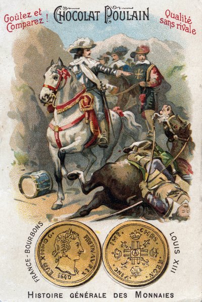 Frankrikes historia: Successionskriget i Mantua (1628-1631) under trettioåriga kriget. Slaget vid Pas de Suze (Susa) som representerar kung Ludvig XIII (1601-1643) och kardinal Richelieu (Armand Jean du Plessis av Unknown artist