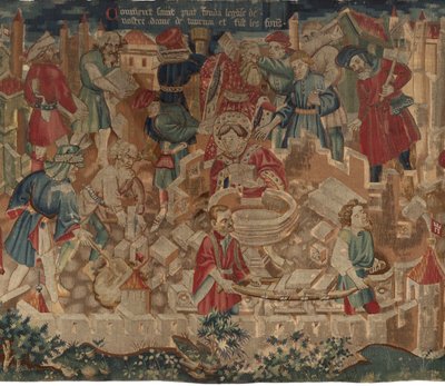 Historia om Saint Piat och Saint Eleuthère, Scen 5: Hur helgonet Piat grundade Vår Fru-kyrkan och gjorde dopfuntarna av Unknown artist