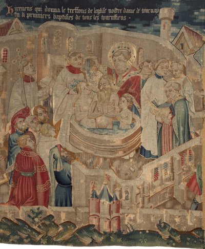 Historia om Saint Piat och Saint Eleuthère, Scen 6: Dopet av Hireneus och hans familj av Unknown artist