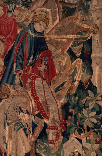 Historia om Saint Piat och Saint Eleuthère, scen 8, detaljcentrum. Ryttare. av Unknown artist