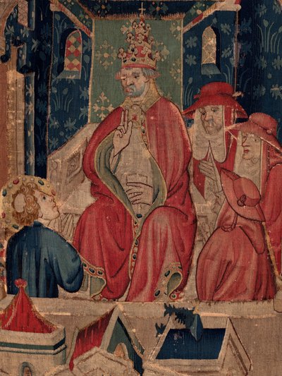 Historia om Saint Piat och Saint Eleuthère, scen 9 Saint-Éleuthère bekräftas som biskopen av Tournai (Au boin saint l