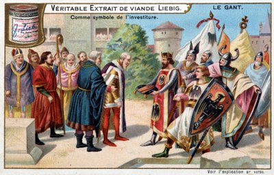 Handskens historia: handsken som symbol för investituren - Liebig-kromolitografi av Unknown artist