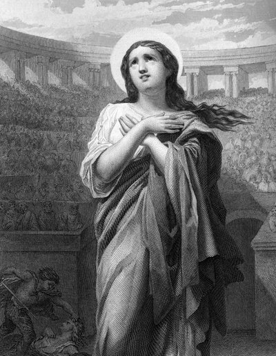 Helig lycka. Änka och romersk martyrskap. (II c.) i ””De heliga kvinnorna””.1852 av Unknown artist