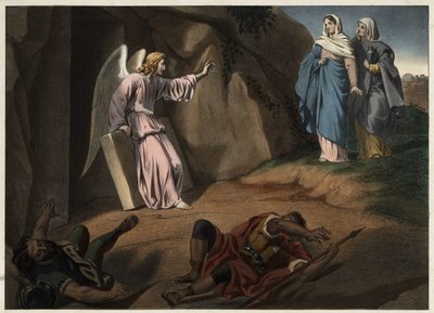 Heliga kvinnor besöker Kristus vid graven. Anonym gravyr från 1800-talet. av Unknown artist