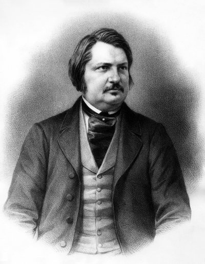 Honore de Balzac (1799-1850) fransk författare, ca. 1840 (gravyr) av Unknown artist