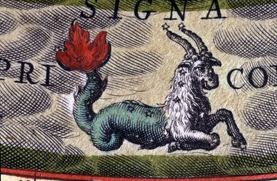 Horoskop: zodiakens tecken, Stenbocken. 1500-talsgravyr. av Unknown artist