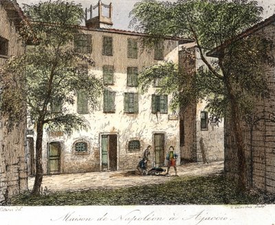 Napoleons hus i Ajaccio - Färgstick 1800-tal av Unknown artist