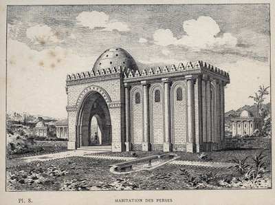 Housing Persians - gravyr från 1889 i "History of human habitation at the Universal Exhibition of 1889, by Mr Charles GARNIER - Librairie centrale des beaux-arts Paris 1889 av Unknown artist