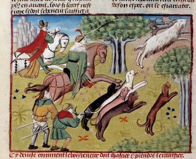 Hur man jagar miniatyrhjortarna från "The book of hunting"" av Gaston III Phoebus, greve av Foix, Lord of Bearn (1331-1391) av Unknown artist