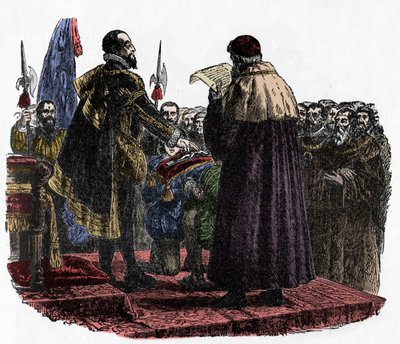 Hugh Capet avlägger suveränens ed - Hugues Capet (cirka 941-996) kung av frankerna, uttalade suveränens ed 987 -1882 av Unknown artist