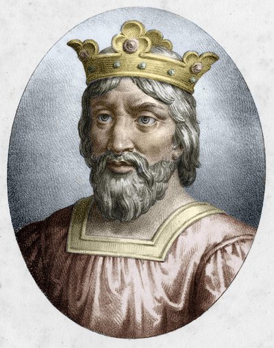 Hugues Capet (941-996), kung av Frankrike, grundare av Capetian-dynastin. Gravyr av 1800-talet. av Unknown artist