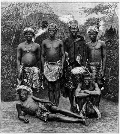 Human Zoo: grupp män Hottentots (Södra Afrika) ställde ut på Jardin d