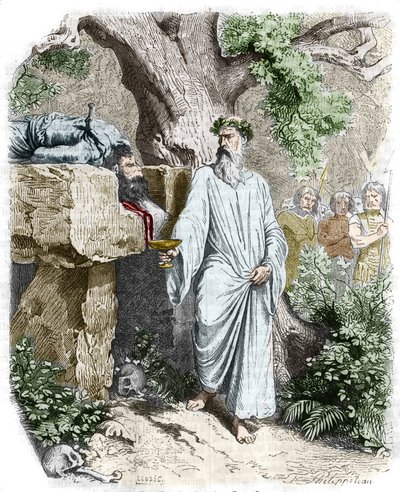 Människooffer av en gallisk druid - i "Histoire de France" av Anquetil. 1800-talet. av Unknown artist