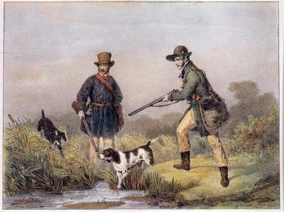 Jägare i kärren Tryck av 1800-talets Gien, jaktmuseum av Unknown artist