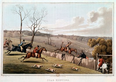 Jakt i England. 1800-tals litografi. Paris, B.N. av Unknown artist