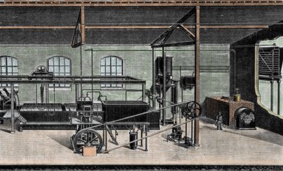 Istillverkning: tullinstallation. 1800-talsgravyr av Unknown artist