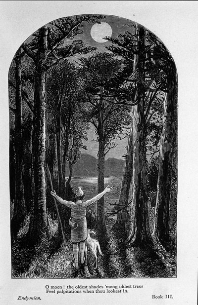 Illustration till "Endymion" av poeten John Keats (1795-1821) 1800-talet av Unknown artist