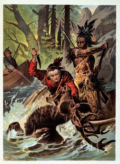 Illustration av "" läderstrumpor" av F. Cooper av Unknown artist