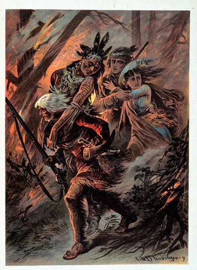 Illustration av "" läderstrumpor" av F. Cooper av Unknown artist