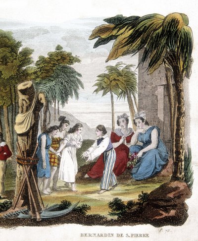 Illustration av "Paul och Virginie" av Bernardin de Saint Pierre (1737-1814). Gravyr av 1800-talet. av Unknown artist