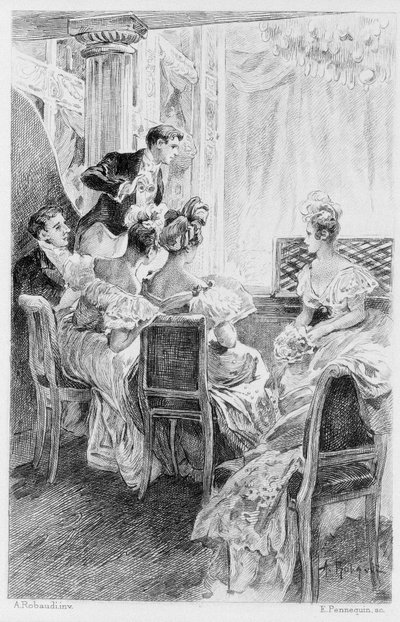 Illustration av "The Red and the Black" av Stendhal. 1830. Gravyr från slutet av 1800-talet. av Unknown artist