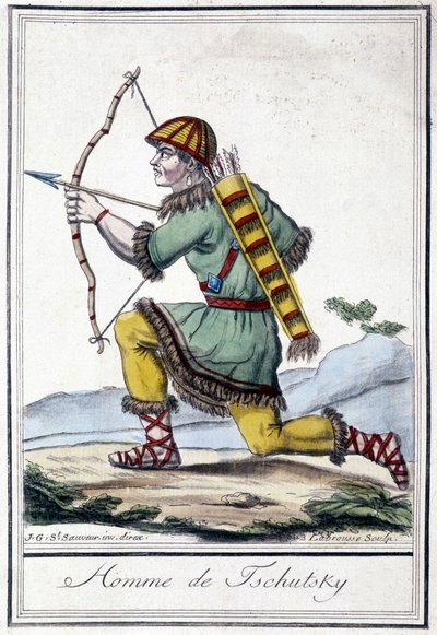 Illustration av en rysk jägare (Tschutsky) på 1800-talet. av Unknown artist
