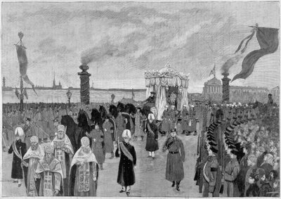 Illustration av tsar Alexander III:s begravning 1894. av Unknown artist