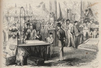 Den kejserliga prins Eugene Louis Joseph (1856-1879) vid högtiden i Fontainebleau. Han försöker dekoifiera en docka med hjälp av en boll som hänger i ett snöre. Gravyr i "The Universe illustrious" av Unknown artist