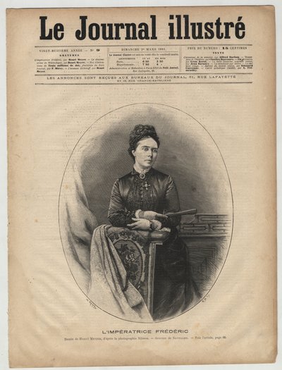 Imponera Frederic - Victoria av Storbritannien (1840-1901) Victoria Adelaide Marie Louise från Storbritannien, kunglig prinsessa av Storbritannien och Irland -Victoria, Princess Royal (kejsarinna Frederick) - omslag till "The Illustrous Journal" från mars  av Unknown artist