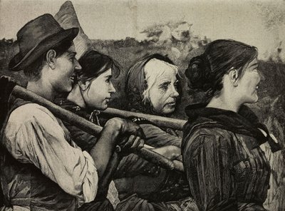 På fälten, målning av Egisto Ferroni (1835-1912), gravyr av F Cantagalli efter ett fotografi av G Brogi från L