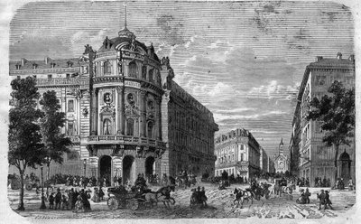 Invigning av den nya Theatre du Vaudeville i Paris, i hörnet av Boulevard des Capucines och Chaussee d