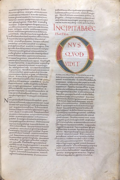Incipit Habakkuk Propha. Incipit till profeten Habakuks bok, 1000-talet (miniatyr, membranhandskrift) av Unknown artist
