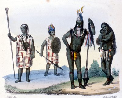 Indianerna Encabellados och Jivaros i Ecuador. av Unknown artist