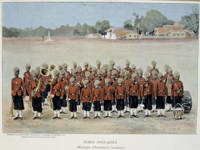 Engelska Indiens infanteriband - gravyr, sent 1800-tal. av Unknown artist