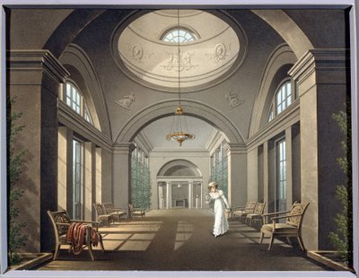 Interiör av voljären i Pavlovsk-palatset. Anonym målning. Akvarell och tusch, mitten av 1800-talet. Klassicism. State Open Air Museum Pavlovsk Palace, Sankt Petersburg. av Unknown artist