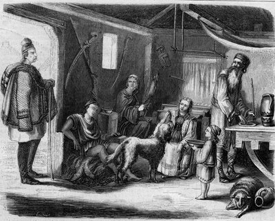 Interiör av ett serbiskt bondehus i närheten av Belgrad 1859. av Unknown artist