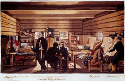 Interiör av Cheta-kasemattet: Decembrists (eller Decabrists) politiska möte för de ryssar som var inblandade i kuppförsöket i Sankt Petersburg den 14 december 1825 för att få en modern konstitution från regimen. Gravyr av Unknown artist