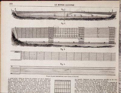 Internationellt broprojekt över kanalen mellan Calais och Dover - i "" The Illustrous World"" av 1867-11-16 av Unknown artist