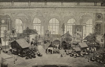 Internationella paviljongen på Internationella utställningen i Wien, Österrike, gravyr efter fotografi av Huber från L