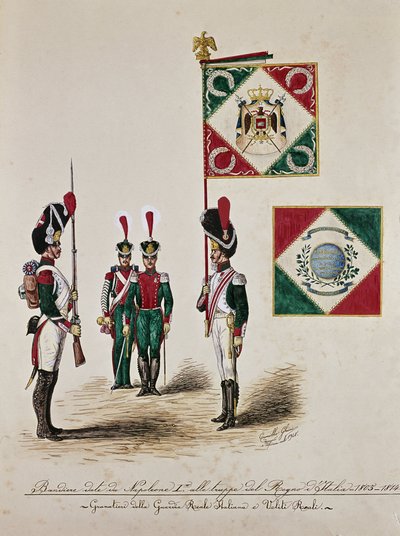 Italiensk arméflagga vid Napoleon I:s tid (gravyr av Unknown artist