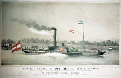 Italiensk ångbåtsbåt Pio IX (tryck från 1800-talet) av Unknown artist
