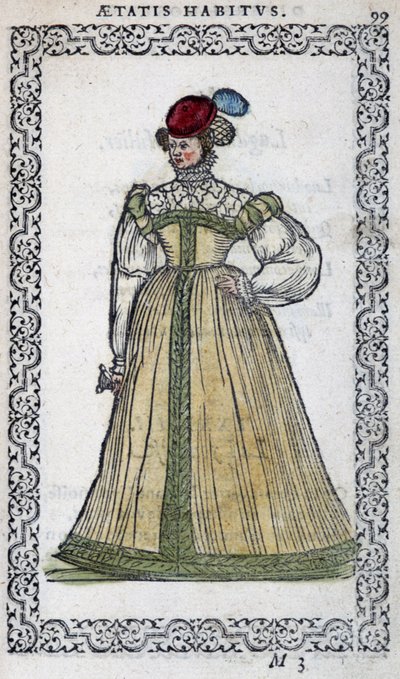 Italiensk kvinna - i "" Habits et effigies"" av Jean Sulperius av Unknown artist