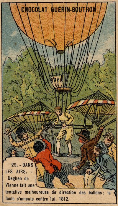 Jacob Deghen (Degen) försökte styra aerostater 1812 i Wien. av Unknown artist